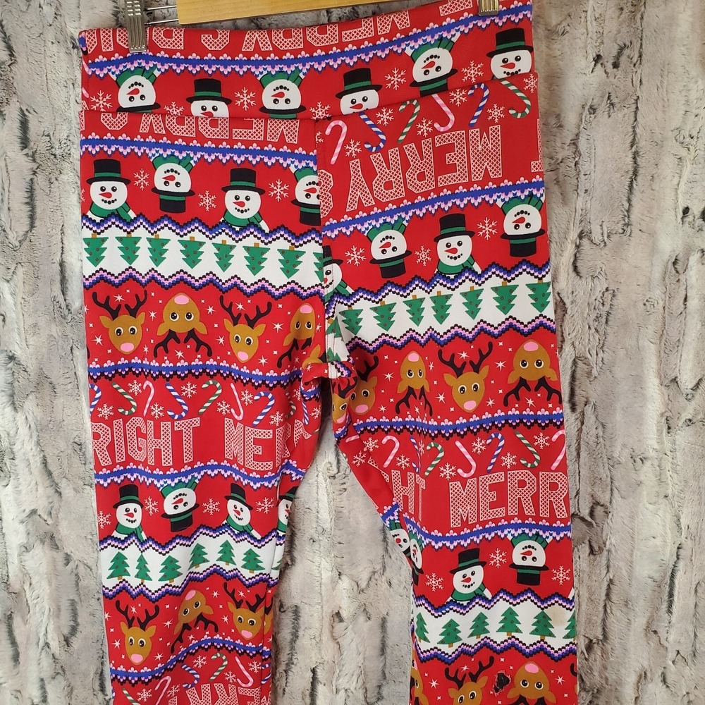 No Boundaries Fleece Lined High Waist Legging Size XL Juniors Ugly Christmas